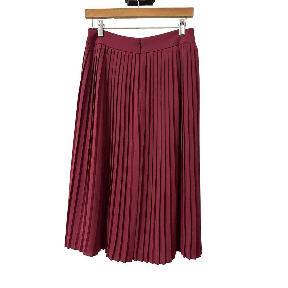 J. Crew Pleated Midi Skirt in Burgundy - Picture 3 of 5